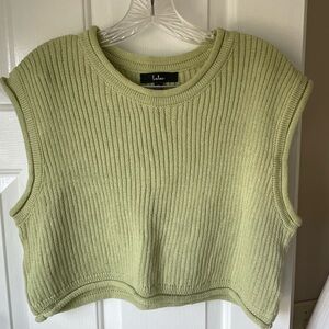 Lulu's Green Sleeveless Ribbed Tank/Crop Top